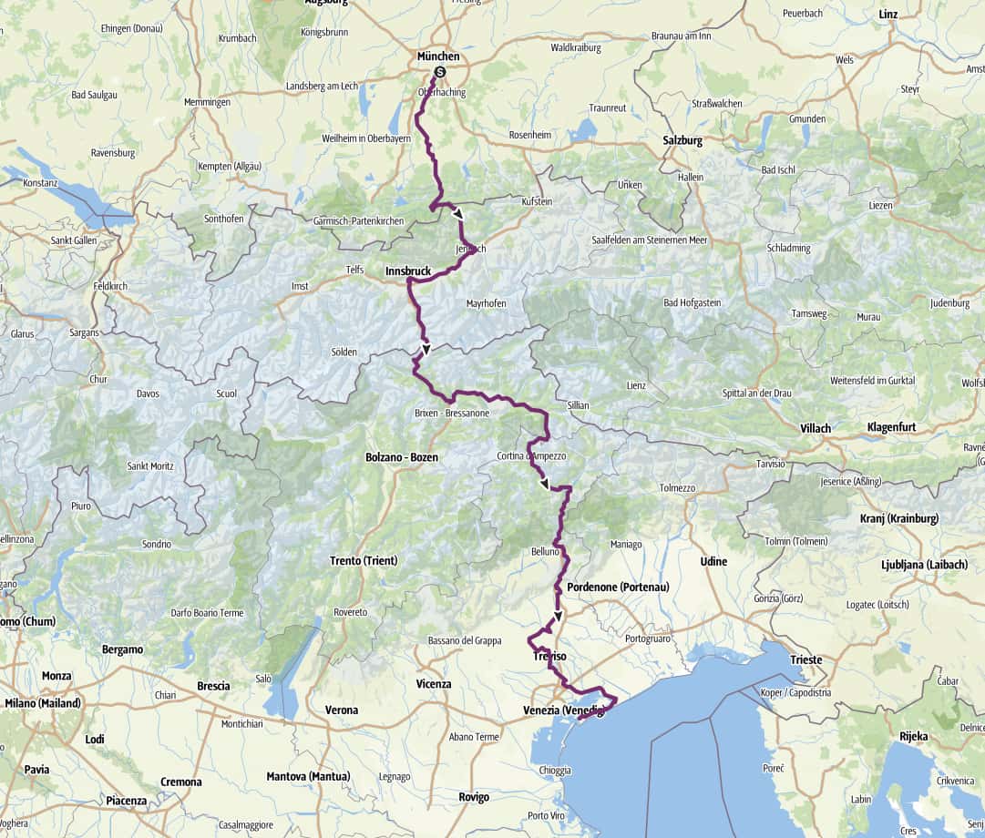De Múnich a Venecia en Bicicleta Planeación